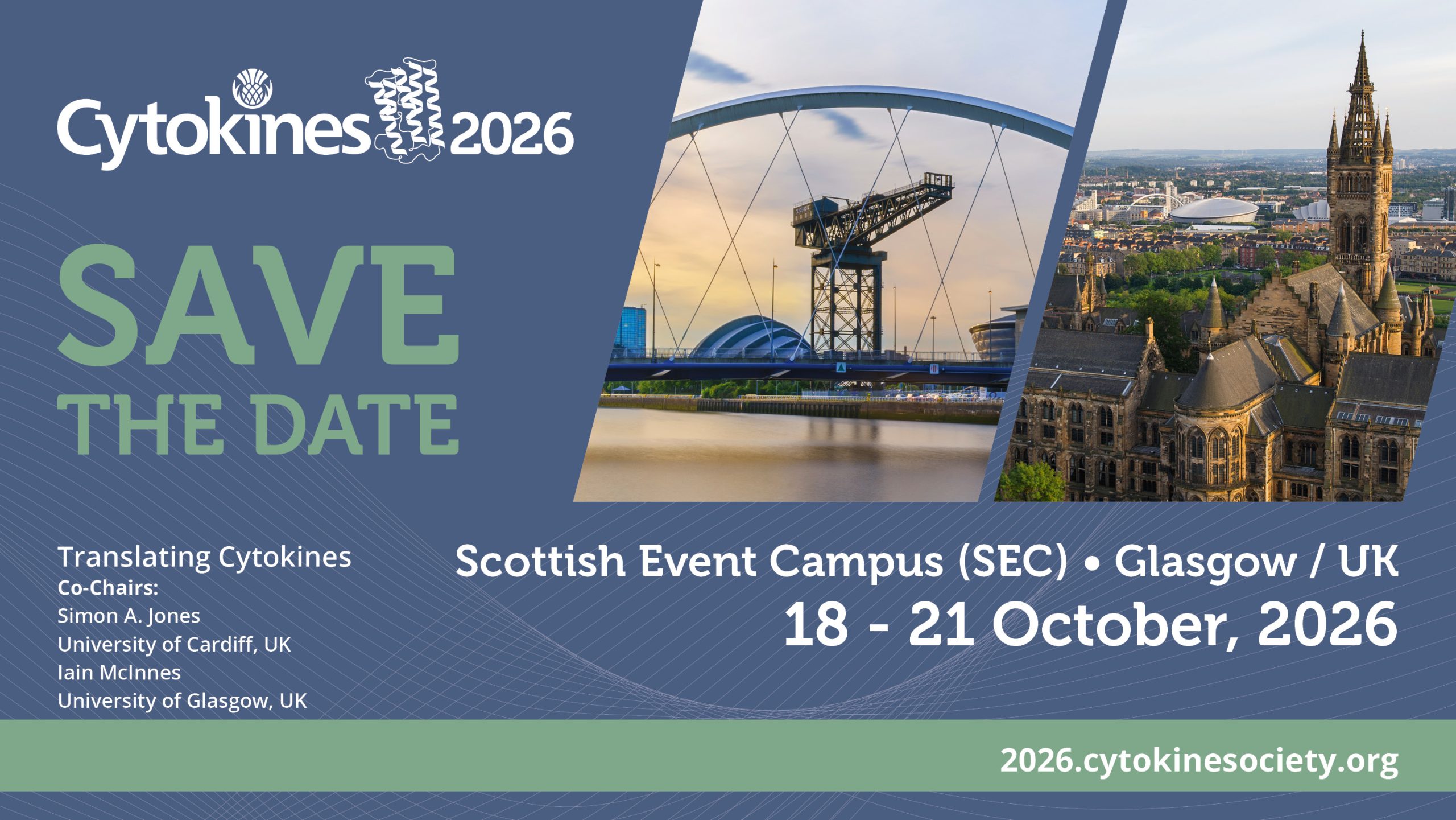 Save the Date for Cytokines 2026: 18-21 October in Glasgow, Scotland